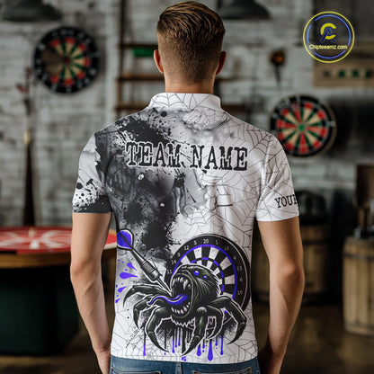Personalized Dripping Black And Purple Spider Dart Polo Shirts For Men, Custom Dart Jerseys NYN2117