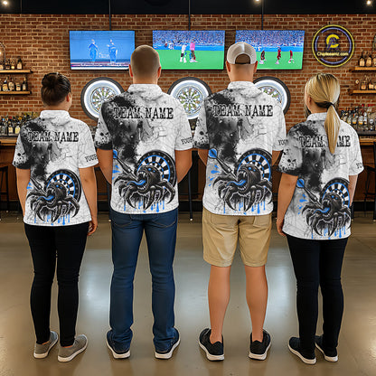 Personalized Dripping Black And Blue Spider Dart Quarter- Zip Shirts For Men, Custom Dart Jerseys NYN2118