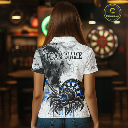 Personalized Dripping Black And Blue Spider Dart Polo Shirts For Women, Custom Dart Jerseys NYN2118
