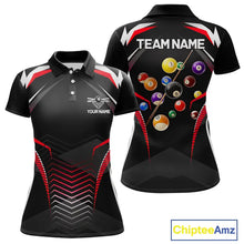Load image into Gallery viewer, Black &amp; Red Ball Pool Team Shirts Women's Billiard Polo &amp; 1/4-Zip Personalized Billiard Gifts NYN2396
