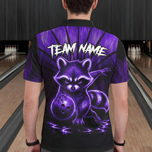 Load image into Gallery viewer, Purple Flames Custom Funny Raccoon Mens Bowling Shirts Bowling Team Shirt For Bowlers NYN3410