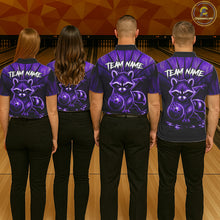 Load image into Gallery viewer, Purple Flames Custom Funny Raccoon Womens Bowling Shirts Bowling Team Shirt For Bowlers NYN3410
