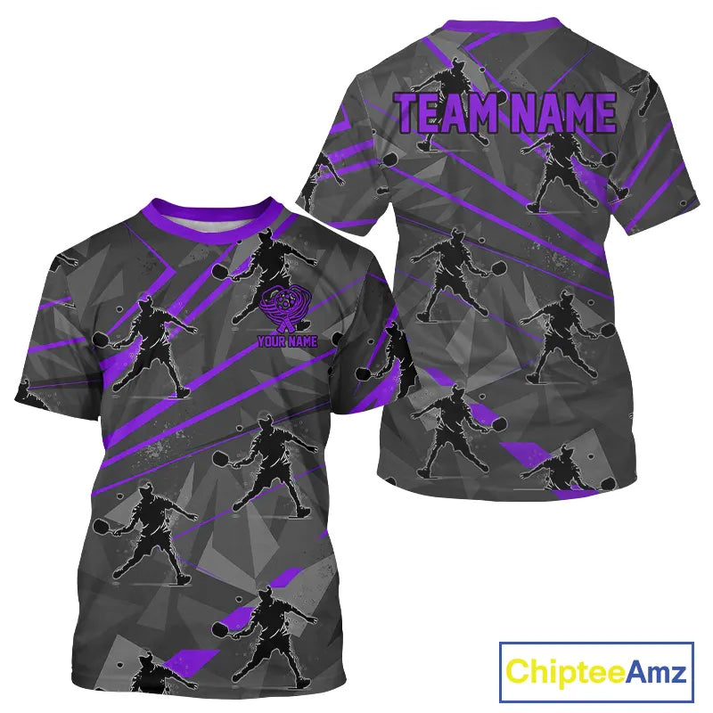 Custom Grey And Purple Pickleball Ball Jerseys For Men Pickleball Paddle League Shirts NYN2128