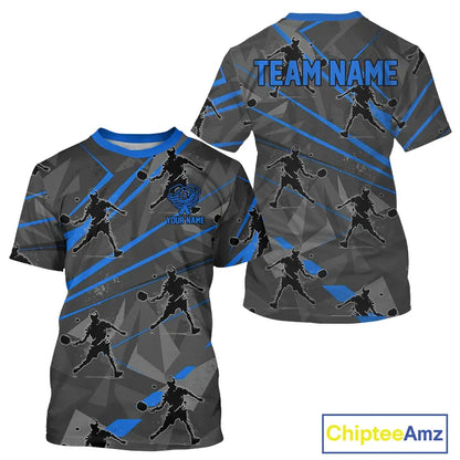 Custom Grey And Blue Pickleball Ball Jerseys For Men Pickleball Paddle League Shirts NYN2129