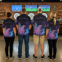Load image into Gallery viewer, Smoke Butterfly Dartboard Women Dart Polo &amp; 1/4-Zip Shirt Custom Blue Pink Dart Jersey For Darters NYN3001