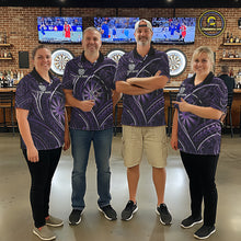 Load image into Gallery viewer, Black Purple Tribal Pattern Darts Polo &amp; 1/4-Zip Shirt For Women Personalized Tribal Dart Team Appeal NYN3009