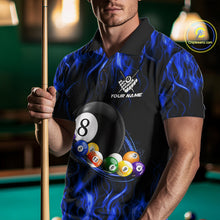 Load image into Gallery viewer, Fire Flame 8 Ball Billiard Pool Shirt For Men Custom Blue Light Billiard Ball Team Jersey NYN3434