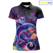 Load image into Gallery viewer, Funny Dolphin Rainbow Galaxy Pool Ball Billiard Shirt For Women Personalized Billiard Team Apparel NYN2637