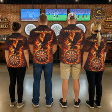 Load image into Gallery viewer, Fire Flame Eagle Red-Blue Cracked Dartboard Women Darts Polo Shirt Custom Dart League Shirts NYN2644