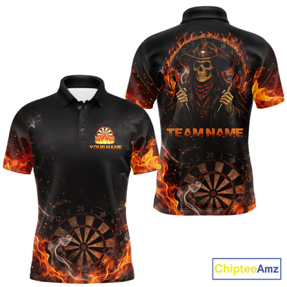 Personalized Grim Reaper Red Flames Smoke Dartboard Darts Shirts For Men Dart Team Jerseys NYN2803
