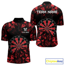 Load image into Gallery viewer, Custom Black Blue Geometric Dartboard Dart Quarter-Zip Shirt For Men Outfits Dart Jerseys NYN1608