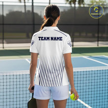 Load image into Gallery viewer, Custom White And Blue Stripes Pickleball League Jerseys Women Pickleball Paddle Team Shirts NYN2162