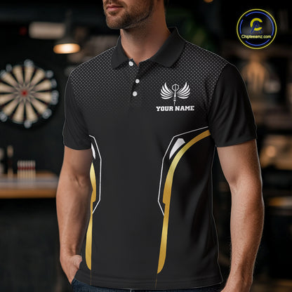 Personalized Gold Wings Dartboard Halftone Darts Polo Shirt For Men Dart League Jerseys NYN2172