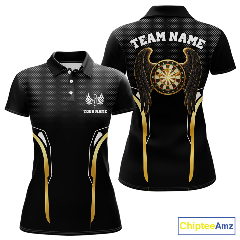 Personalized Gold Wings Dartboard Halftone Darts Polo Shirt For Women Dart League Jerseys NYN2172