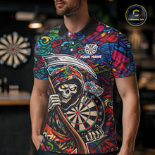 Load image into Gallery viewer, Graffiti Grim Reaper Dartboard &amp; Arrow Darts Polo Shirt For Men Custom Funny Dart Team Shirt NYN2658