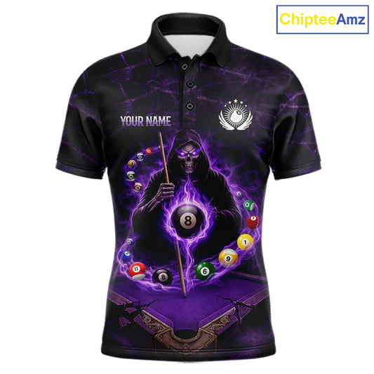 Grunge Grim Reaper Billiard Pool Men Billiard Shirts Custom Flame 8 Ball Pool Billiard Team Jerseys NYN3015