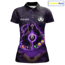 Load image into Gallery viewer, Grunge Grim Reaper Billiard Pool Women Billiard Shirts Custom Flame 8 Ball Pool Billiard Team Jerseys NYN3015