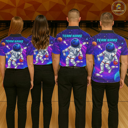 Funny astronaut galaxy bowling team shirts custom bowling jerseys for bowlers