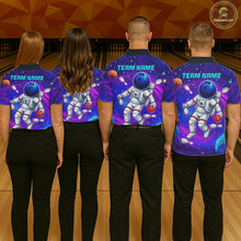 Load image into Gallery viewer, Funny astronaut galaxy bowling team shirts custom bowling jerseys for bowlers