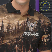 Load image into Gallery viewer, Man wearing funny deer grunge forest bowling shirt custom bowling apparel