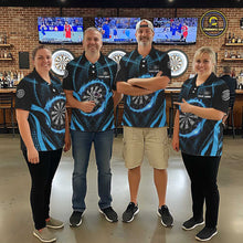 Load image into Gallery viewer, Custom Flaming Dragon Blue Digital Flow Men Darts Quarter-Zip Team Shirt Dart League Jerseys NYN2177