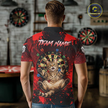 Load image into Gallery viewer, Black And Red Splatter Paint Dartboard Custom Funny Cat Darts Shirt For Men Outfits Darts Jersey NYN3038