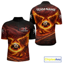 Load image into Gallery viewer, Fire Flame Wings 8 Ball Pool Polo &amp; 1/4-Zip Team Shirt For Men Custom Billiards Ball Apparel NYN2461