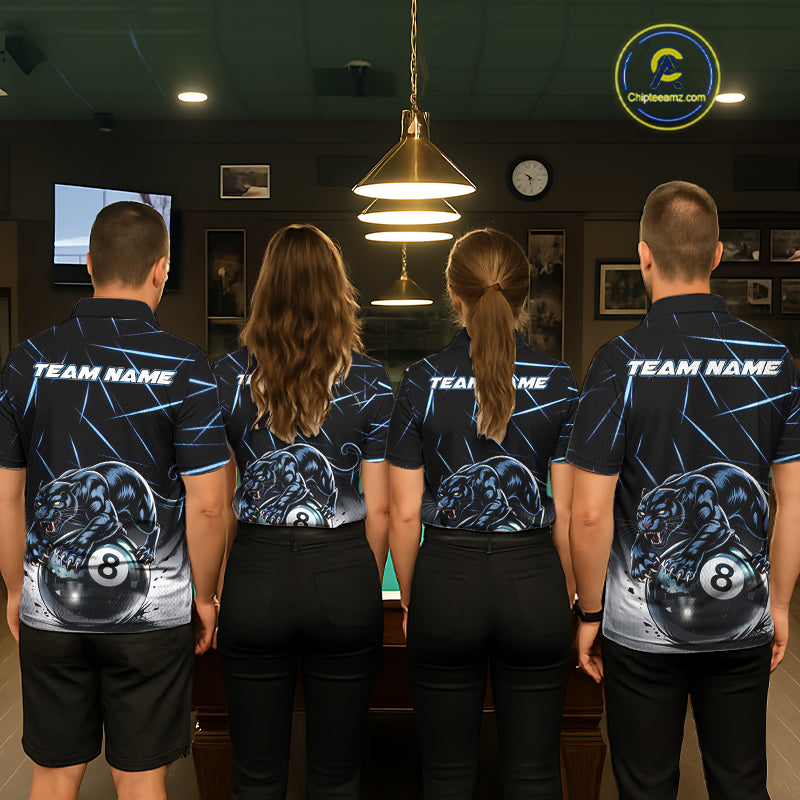Blue Funny Panther 8 Ball Pool Polo & 1/4-Zip Team Shirt For Women Custom 3D Billiards Ball Apparel NYN2462