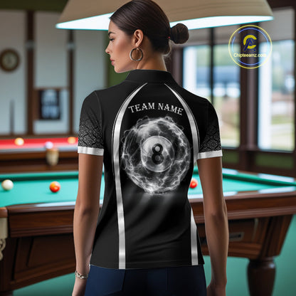 Black & Silver Thunder Lightning White 8 Ball Billiard Jerseys For Men Custom Billiard Team Shirt NYN2834
