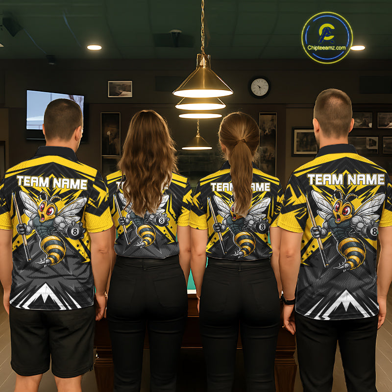 Black And Yellow Funny Bee Billiard Team Shirt For Women Custom 8 Ball Pool Tournament Jersey NYN3776