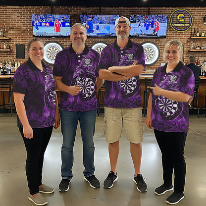 Personalized Fern Leaves Purple Fire Tribal Dart Quarter-Zip Shirts For Women Dart Team Jerseys NYN2191
