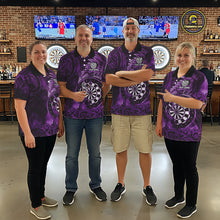 Load image into Gallery viewer, Personalized Fern Leaves Purple Fire Tribal Dart Polo Shirts For Men Dart Team Jerseys NYN2191