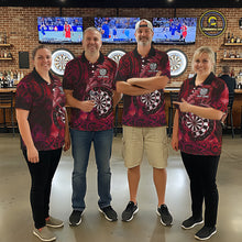 Load image into Gallery viewer, Personalized Fern Leaves Red Fire Tribal Dart Quarter-Zip Shirts For Women Dart Team Jerseys NYN2192