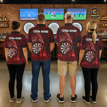 Load image into Gallery viewer, Personalized Fern Leaves Red Fire Tribal Dart Quarter-Zip Shirts For Women Dart Team Jerseys NYN2192