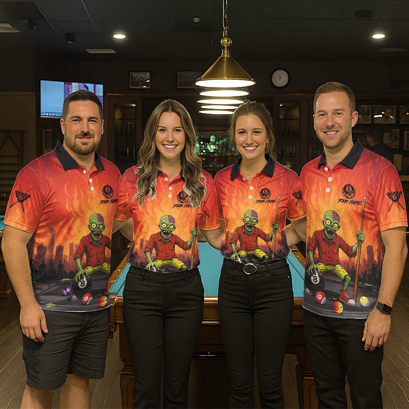 Skeleton Play 8 Ball Pool Men's Billiard Polo & 1/4 Zip Team Shirt Custom Funny Billiard Attire NYN2480