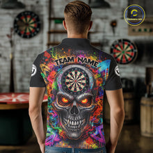 Load image into Gallery viewer, Colorful Smoke Cracked Skull Dartboard Dart Polo Shirts For Men Custom Splatter Dart Team Shirts NYN2682