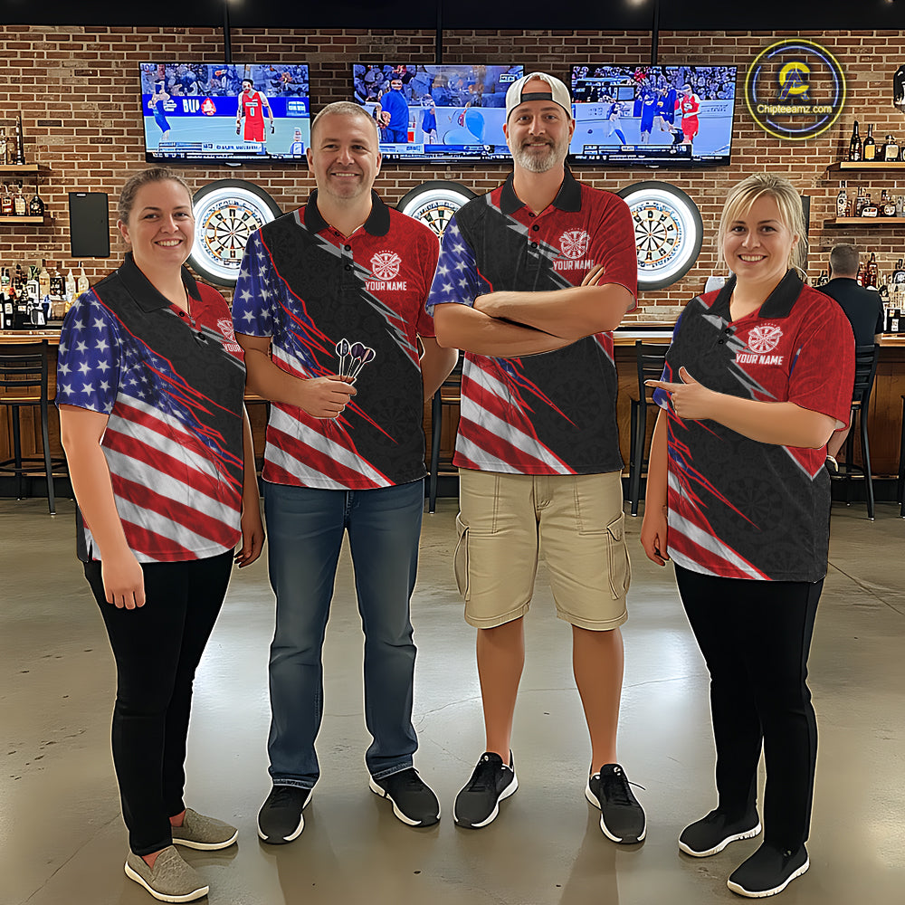 Personalized American Flag Darts Shirt For Men Custom Patriotic US Darts Team Jersey NYN2840
