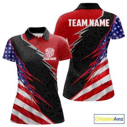 Personalized American Flag Darts Shirt For Women Custom Patriotic US Darts Team Jersey NYN2840