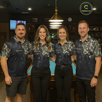 Black Grunge Camouflage Billiard Pool Shirt For Men Custom 8 Ball Billiard Team Jersey NYN3065