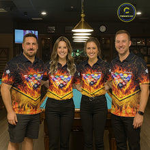 Load image into Gallery viewer, Yellow Flames Hexagon Pool Ball Set Billiards Shirt For Men Personalized Pool Balls 8 Billiard Attire NYN2690