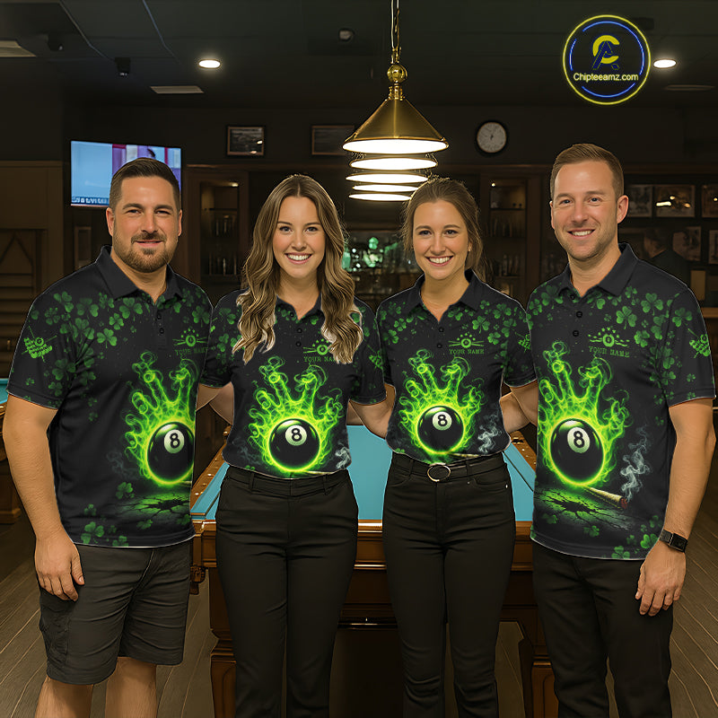 St Patrick's Day Green Smokes Hand Ball 8 Billiards Pool Shirt For Men Personalized Billiard Team Names NYN2694
