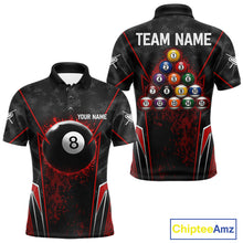Load image into Gallery viewer, Black And Red Grunge Splatter 8 Ball Billiard Pool Shirt For Men Custom Outfits Billiard Team Attire NYN3220