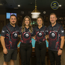 Load image into Gallery viewer, Black And Red Grunge Splatter 8 Ball Billiard Pool Shirt For Women Custom Outfits Billiard Team Attire NYN3220