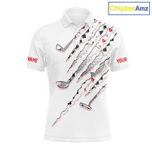 Load image into Gallery viewer, Poker Pattern Golf Polo Shirt For Men Personalized White Golf Clubs Attire, Team Golf Outfit NYN2854