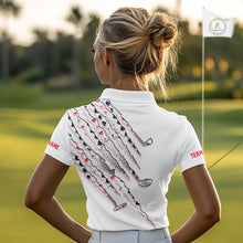Load image into Gallery viewer, Poker Pattern Golf Polo Shirt For Womens Personalized White Golf Clubs Attire, Team Golf Outfit NYN2854