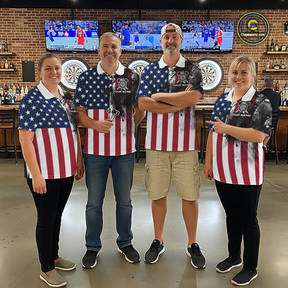 Personalized American Flag Black Splatter Dart Polo Shirts For Men Custom Dart Team Jerseys NYN2711