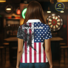 Load image into Gallery viewer, Personalized American Flag Black Splatter Dart Polo Shirts For Women Custom Dart Team Jerseys NYN2711