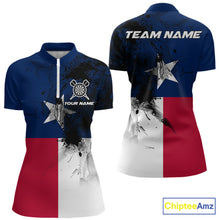 Load image into Gallery viewer, Personalized Texas Flag Black Splatter Dart 1/4-Zip Shirts For Women Custom Dart Team Jerseys NYN2712