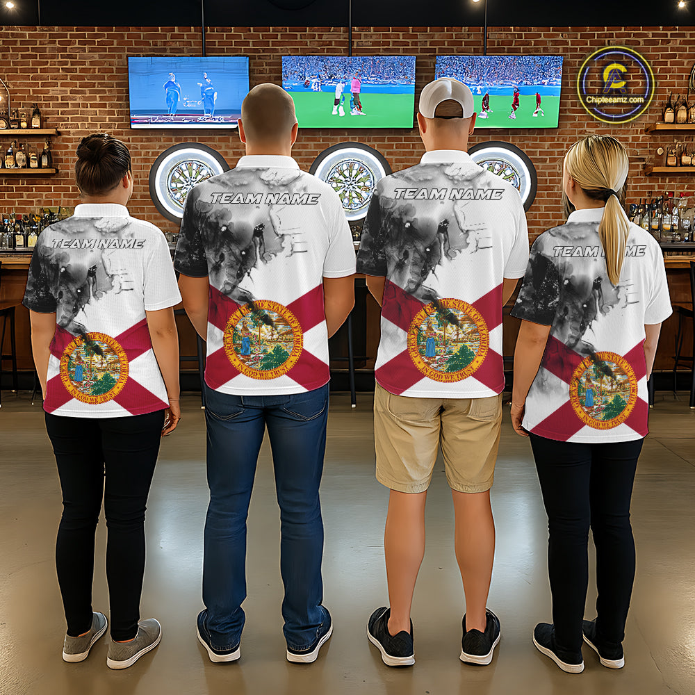 Personalized Florida Flag Black Splatter Dart Polo Shirts For Men Custom Dart Team Jerseys NYN2713