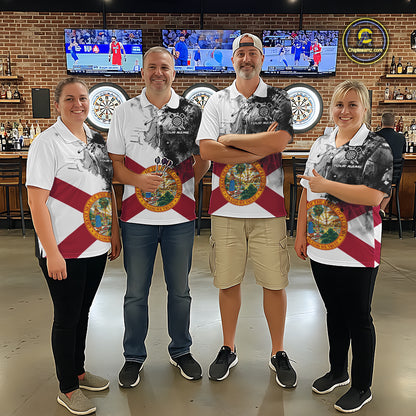 Personalized Florida Flag Black Splatter Dart Polo Shirts For Men Custom Dart Team Jerseys NYN2713